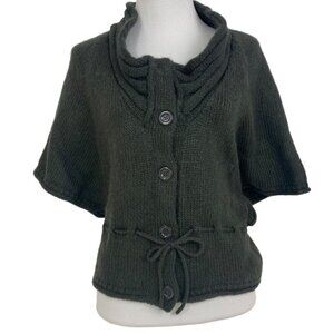 Zoe D Women's Gray Cowl‎ Neck Tie Waist Button Down Business Casual Sweater M/38
